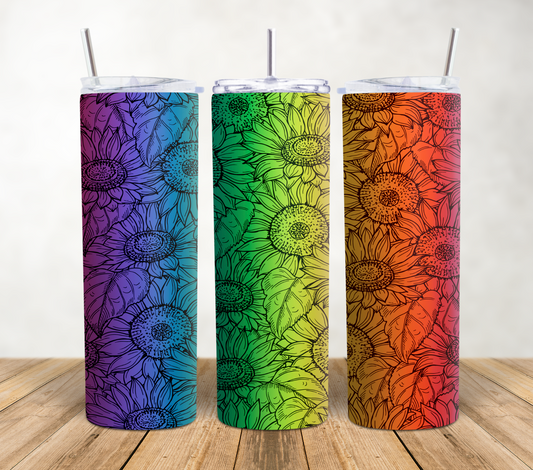 Rainbow Flower Print 20oz Sublimation Tumbler Wrap