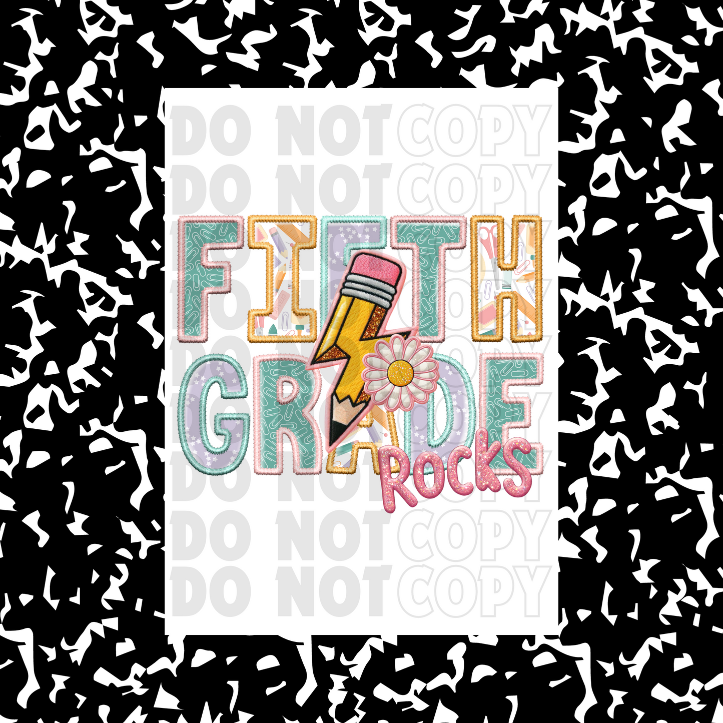 Fifth Grade Pink Faux Embroidery | DTF Transfer
