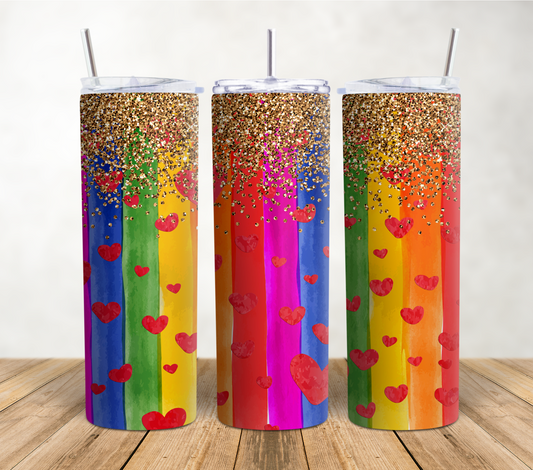 Hearts and Rainbows 20oz Sublimation Tumbler Wrap