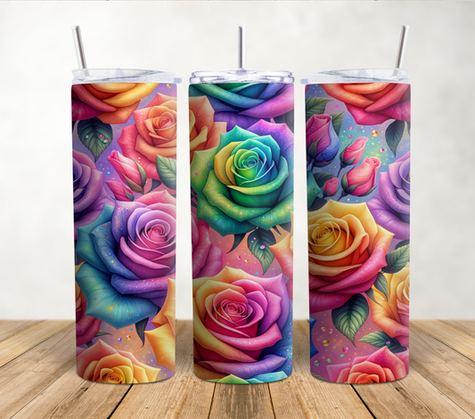 Watercolor Flowers 20oz Sublimation Tumbler Wrap