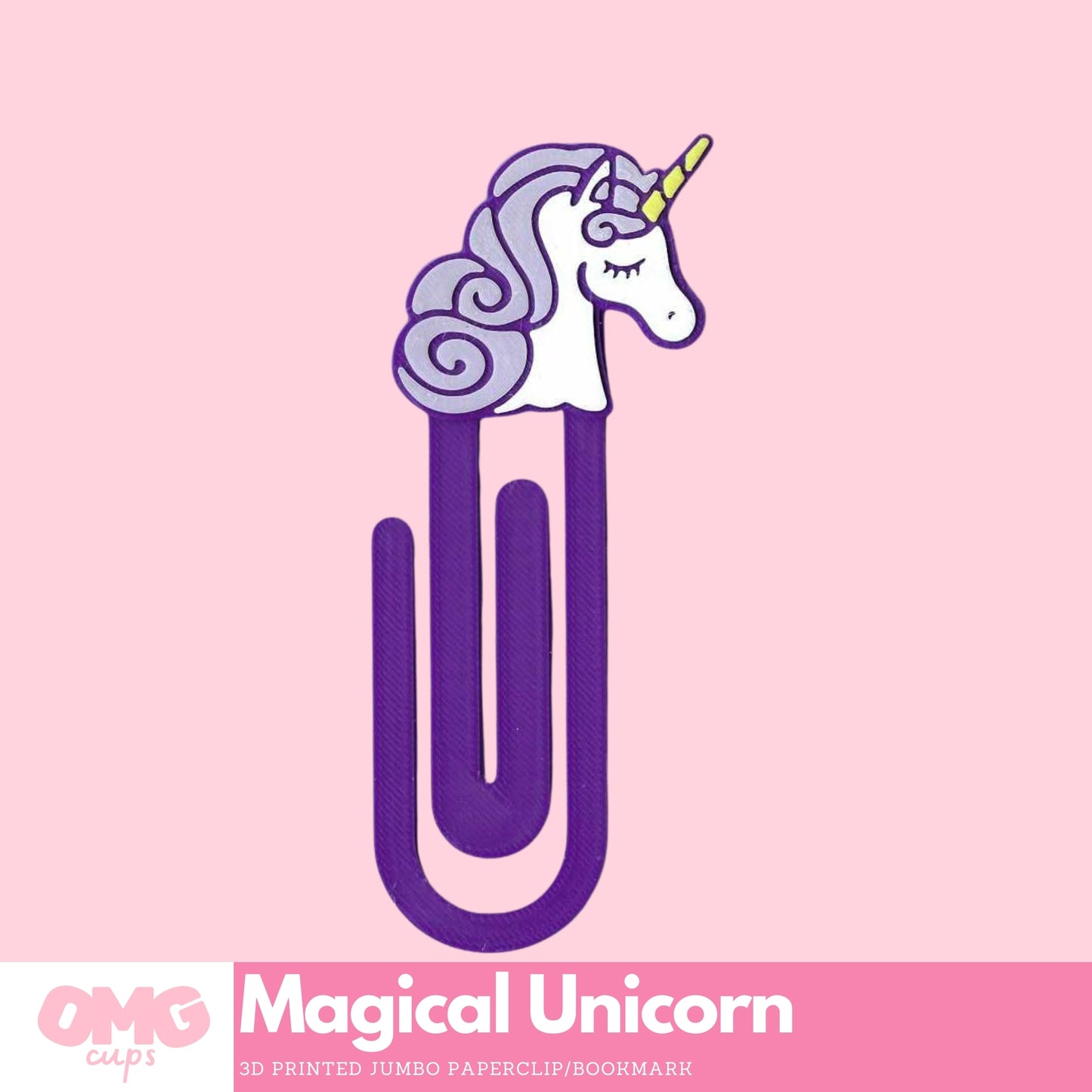 Magical Unicorn 3D Printed Jumbo Paperclip Bookmark