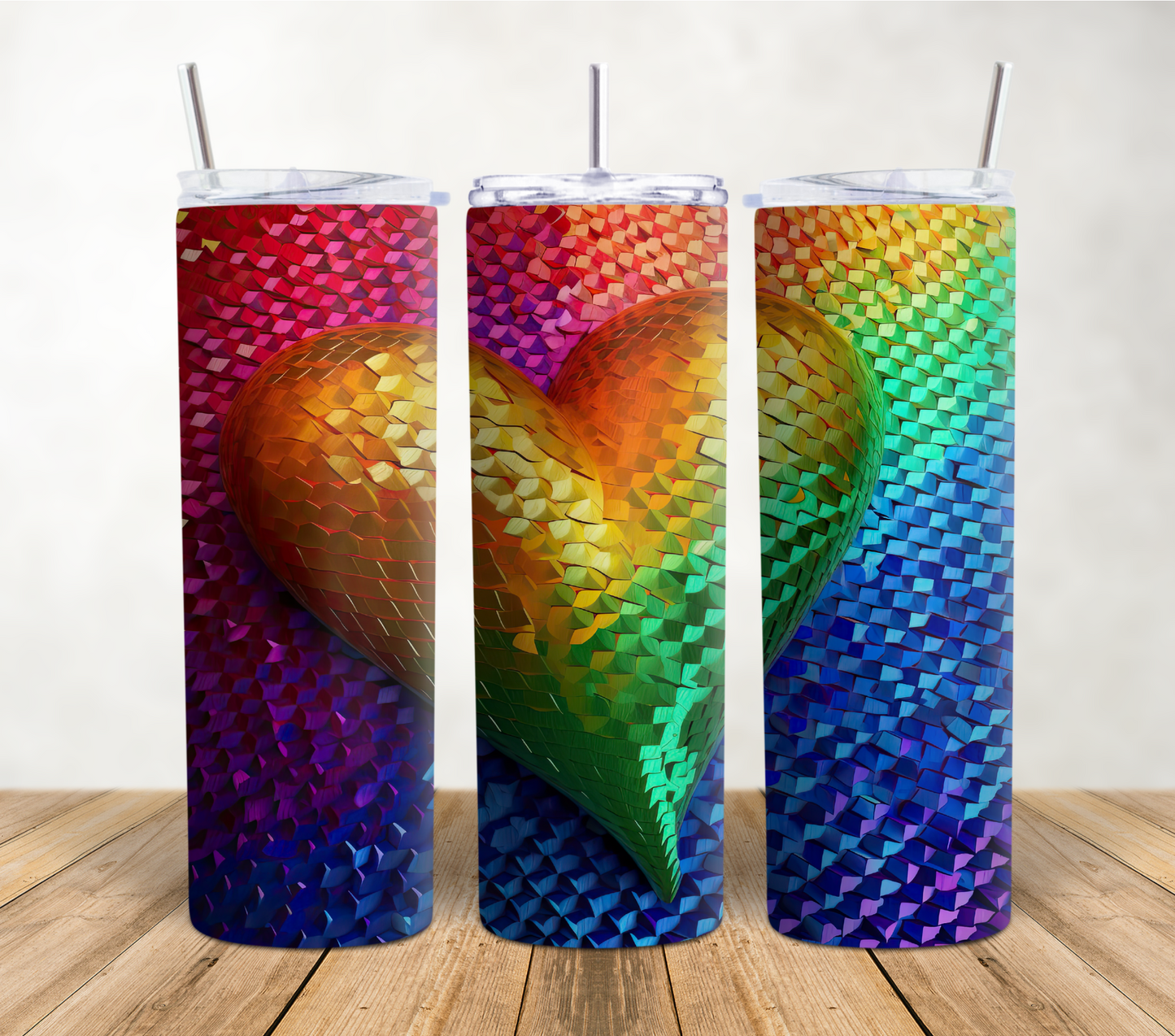 Rainbow Heart 20oz Sublimation Tumbler Wrap