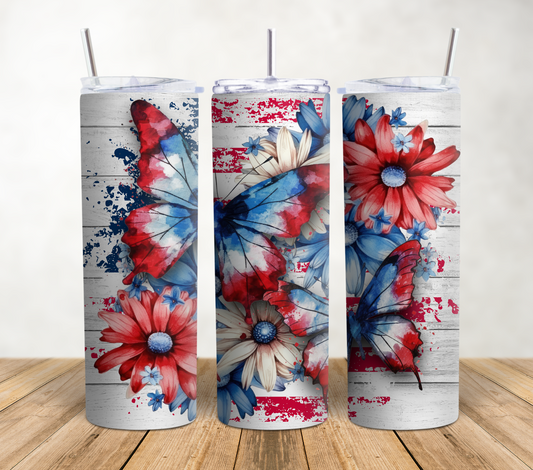 Patriotic Butterflies 20oz Sublimation Tumbler Wrap