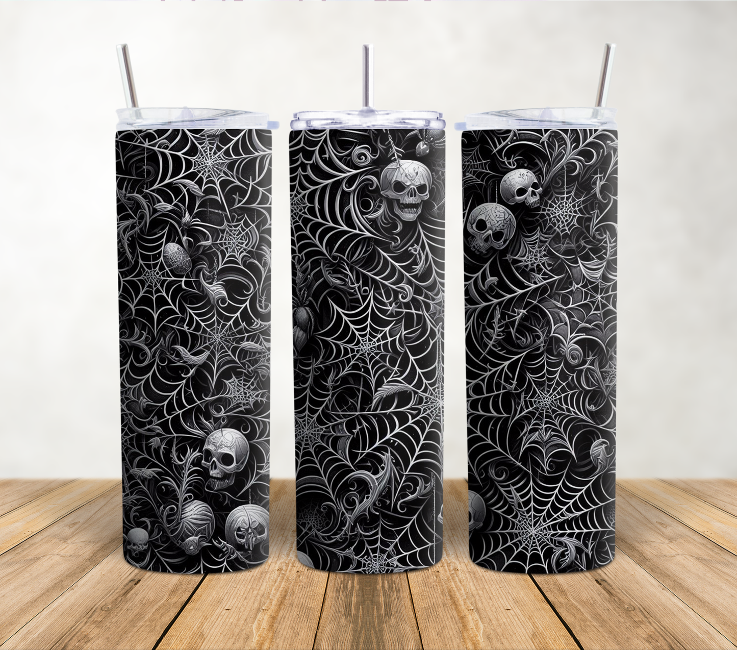 Haunted Web Skull 20oz Tumbler Wrap