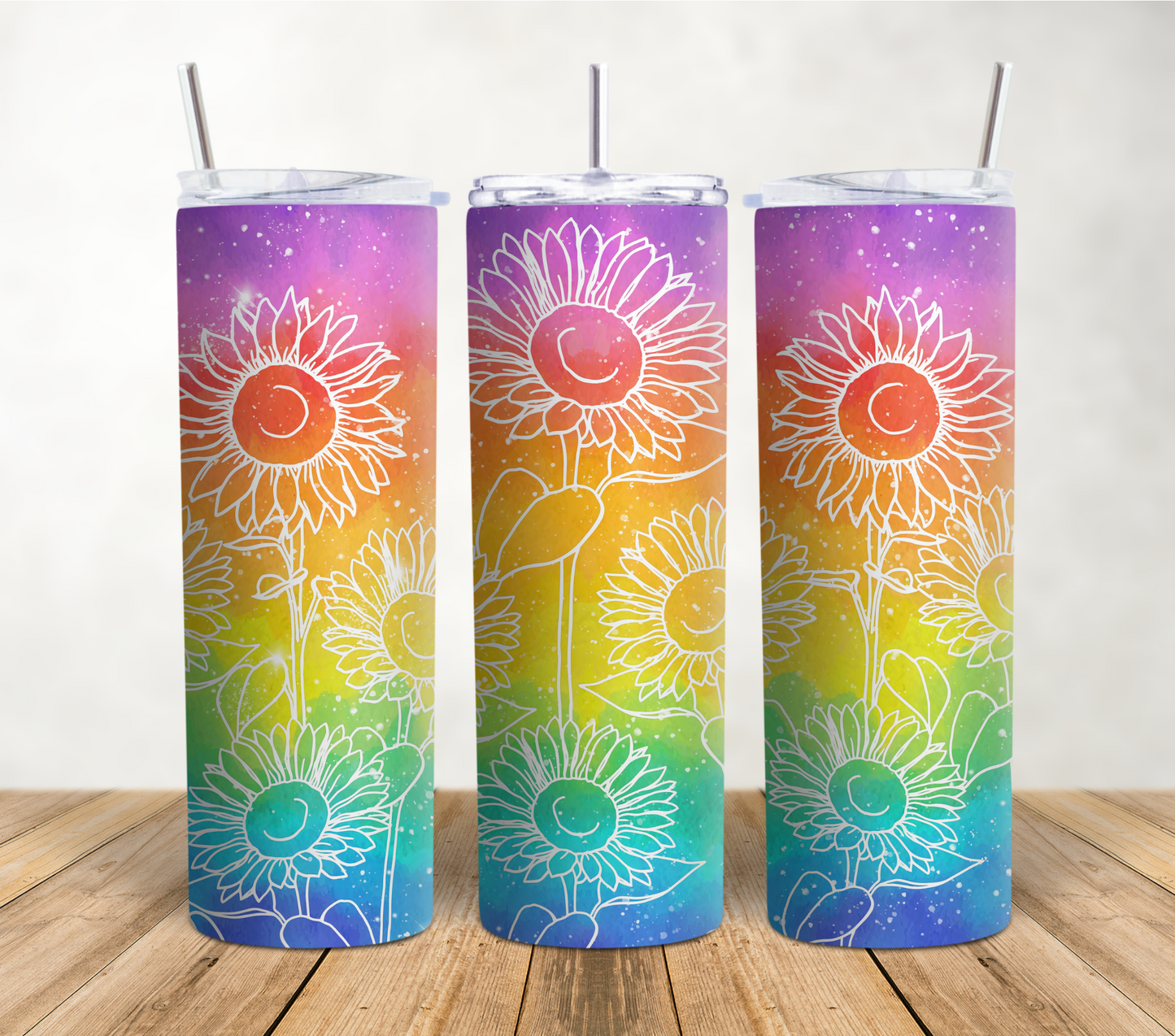 Rainbow Flowers 20oz Sublimation Tumbler Wrap