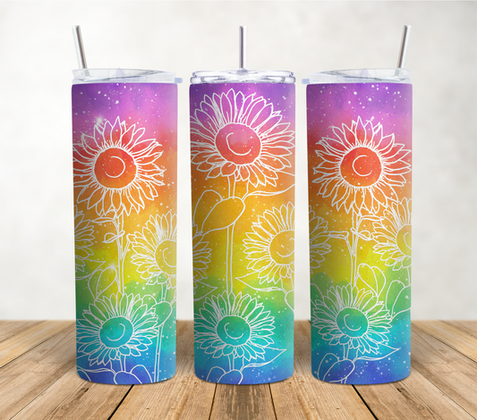 Rainbow Flowers 20oz Sublimation Tumbler Wrap