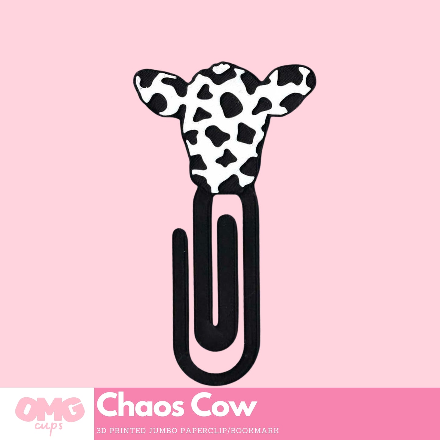 Chaos Cow 3D Printed Jumbo Paperclip Bookmark