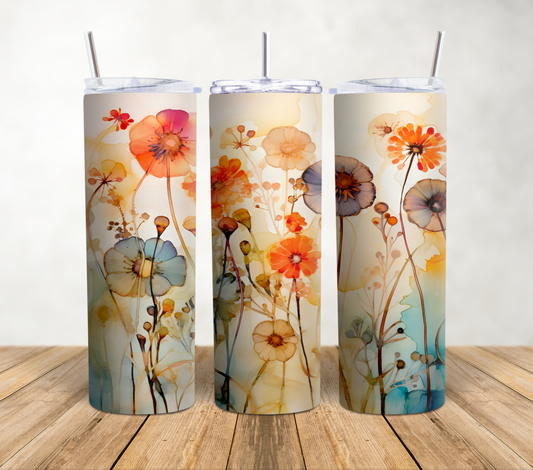 Watercolor Flowers 1 - 20oz Tumbler Wrap