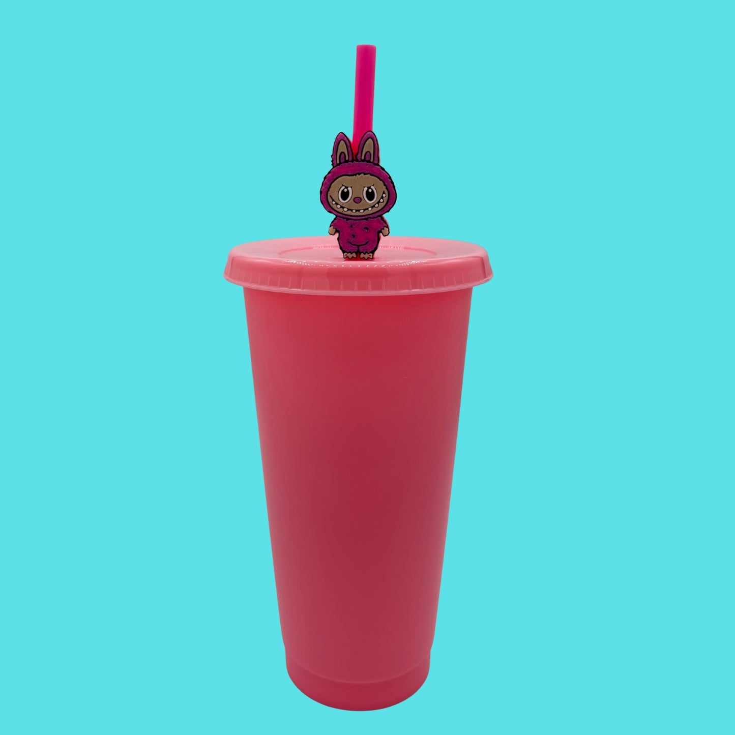 Fluffy Friend 3D Printed Straw Topper/with Cup, Lid, straw