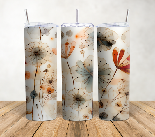 Watercolor Flowers 3 - 20oz Tumbler Wrap