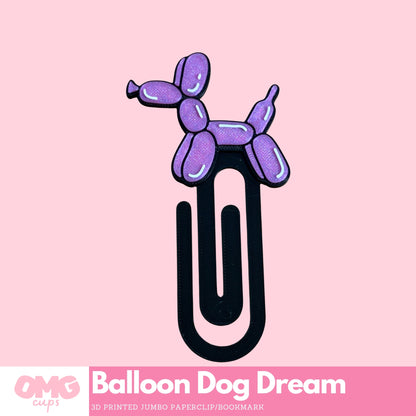 Balloon Dog Dream 3D Printed Jumbo Paperclip Bookmark