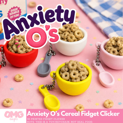 Anxiety O’s Cereal Fidget Clicker | 3D Printed with Keychain
