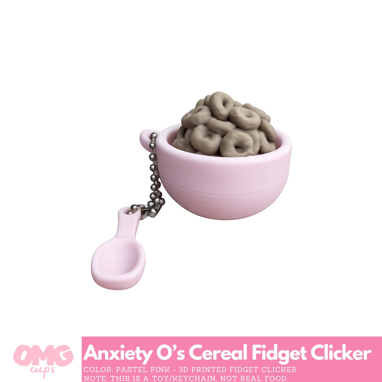 Anxiety O’s Cereal Fidget Clicker | 3D Printed with Keychain