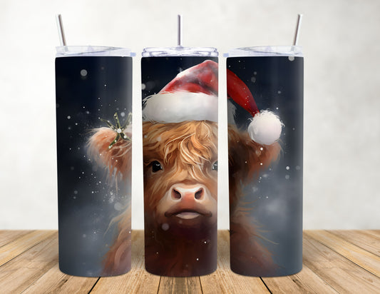 Highland Cow Christmas 20oz Tumbler Wrap