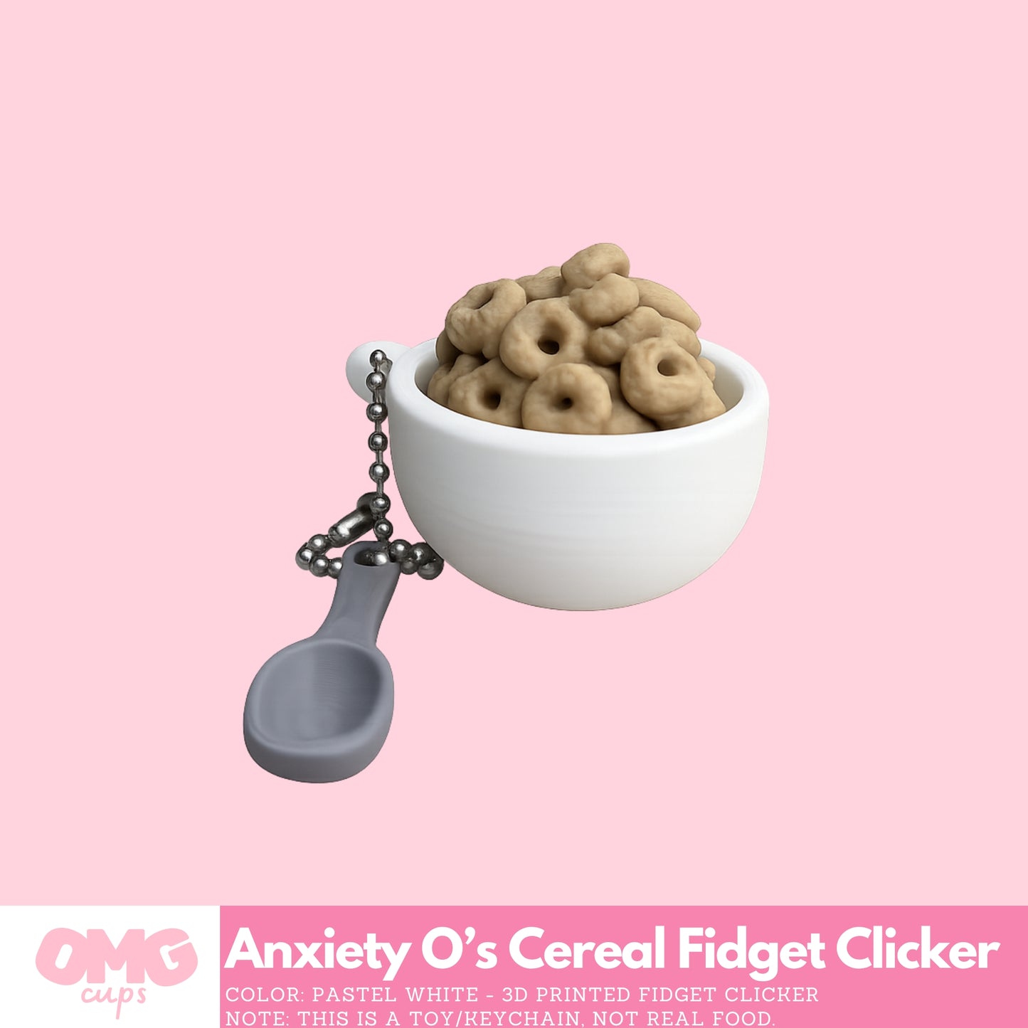 Anxiety O’s Cereal Fidget Clicker | 3D Printed with Keychain