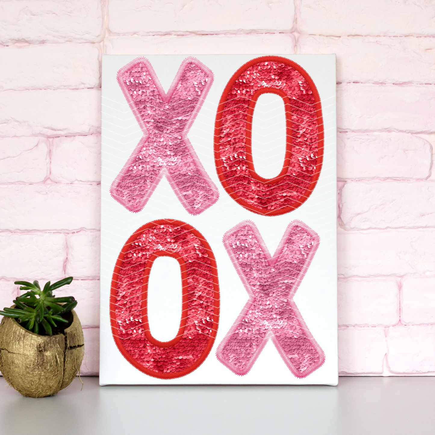 XOXO Faux Sequin + Embroidery (Stacked) | DTF Transfer