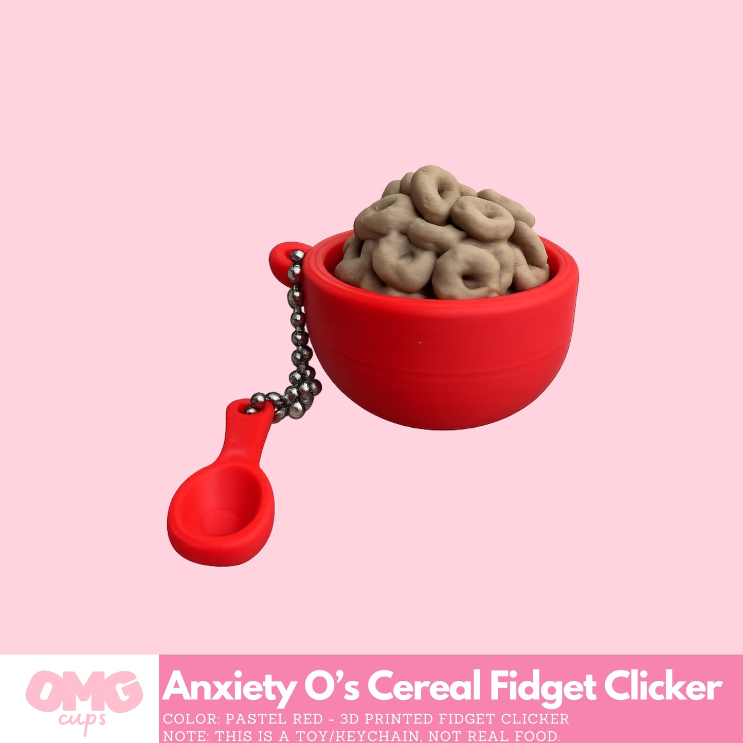 Anxiety O’s Cereal Fidget Clicker | 3D Printed with Keychain