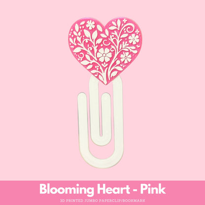 Blooming Heart 3D Printed Jumbo Paperclip Bookmark