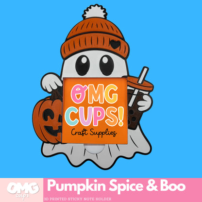 Pumpkin Spice & Boo Sticky Note Holder – 3D Printed Desk Organizer