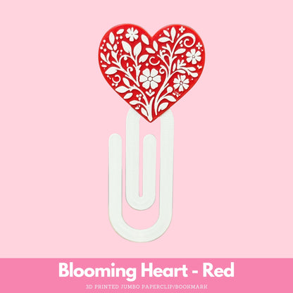Blooming Heart 3D Printed Jumbo Paperclip Bookmark