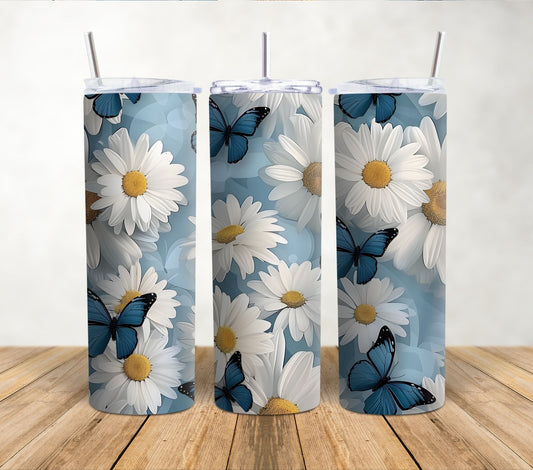 Butterflies and Flowers | 20oz Sublimation Tumbler Wrap