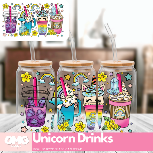 Unicorn Drinks - UV Wrap 16oz Glass Can