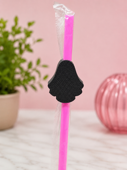 Ghost Pop Straw Topper + Hot Pink Straw | 3D Printed Halloween Accessory
