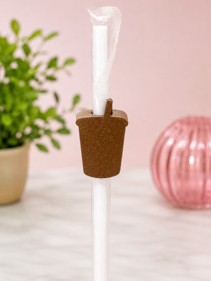 Skull Espresso Straw Topper + White Straw | 3D Printed Halloween Accessory