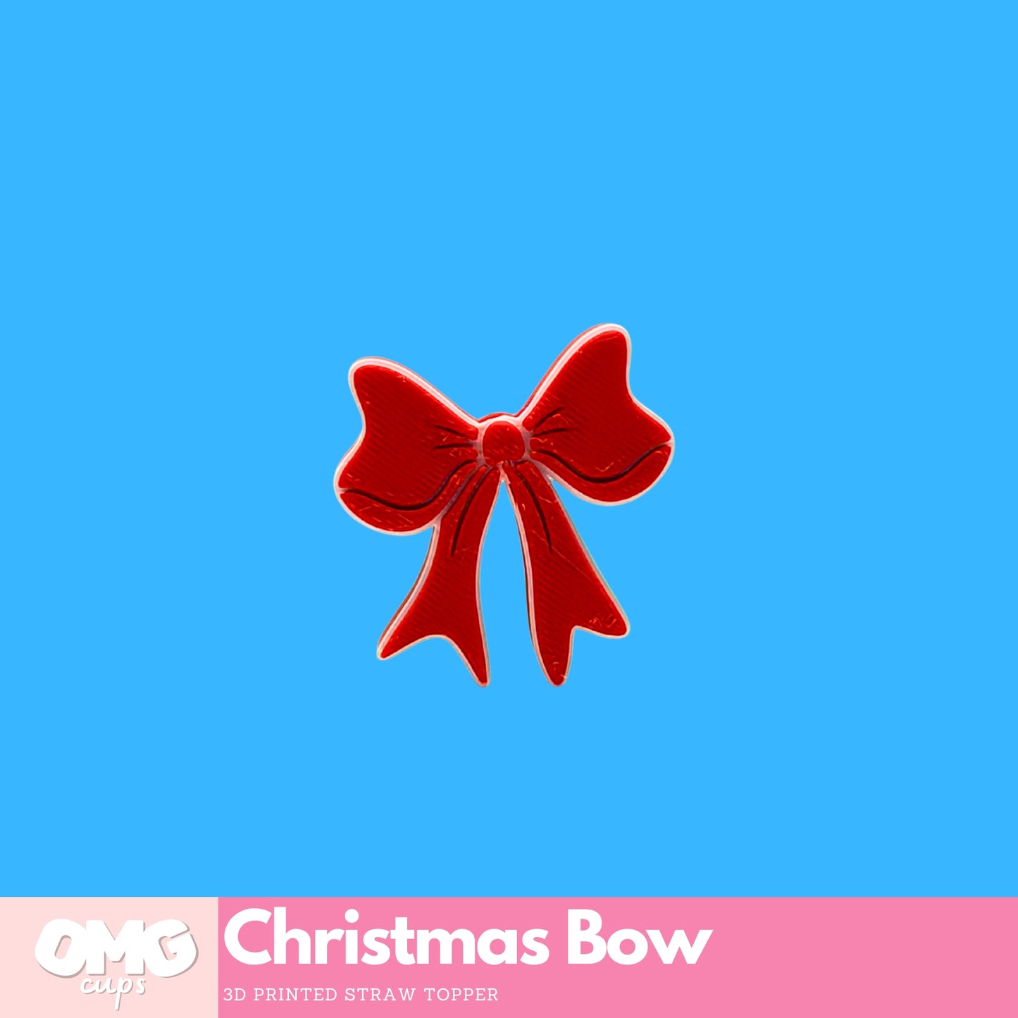 Christmas Bow 3D Printed Straw Topper