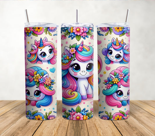 Colorful Unicorns and Rainbows | 20oz Sublimation Tumbler Wrap