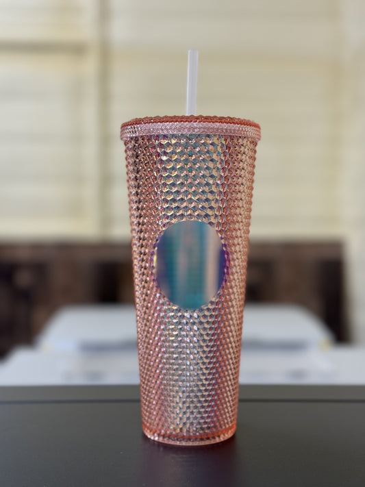 Coral Bling Studded Tumbler (24oz) - Manufacturers Defect