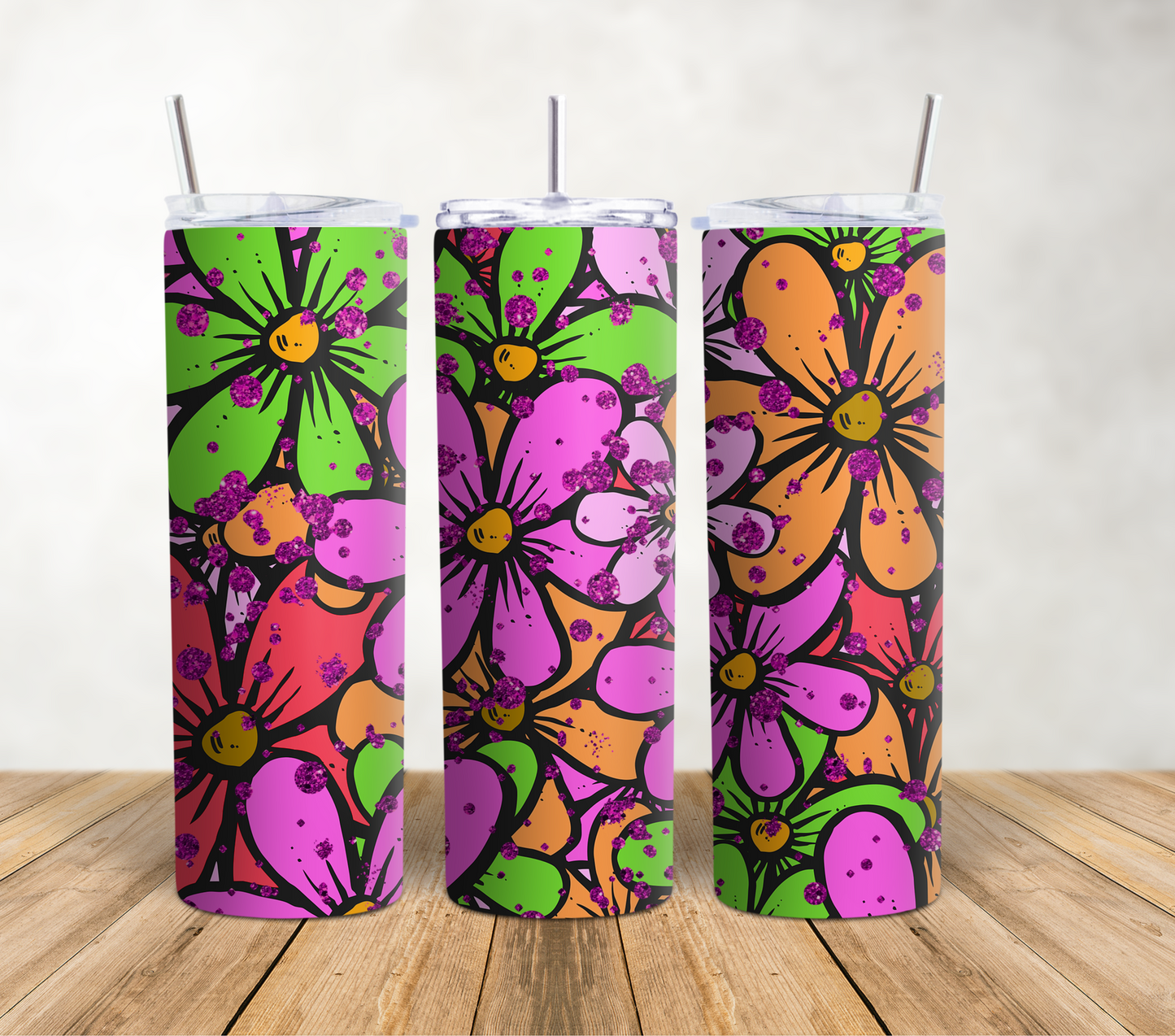 Flowers and Glitter - 20oz Tumbler Wrap