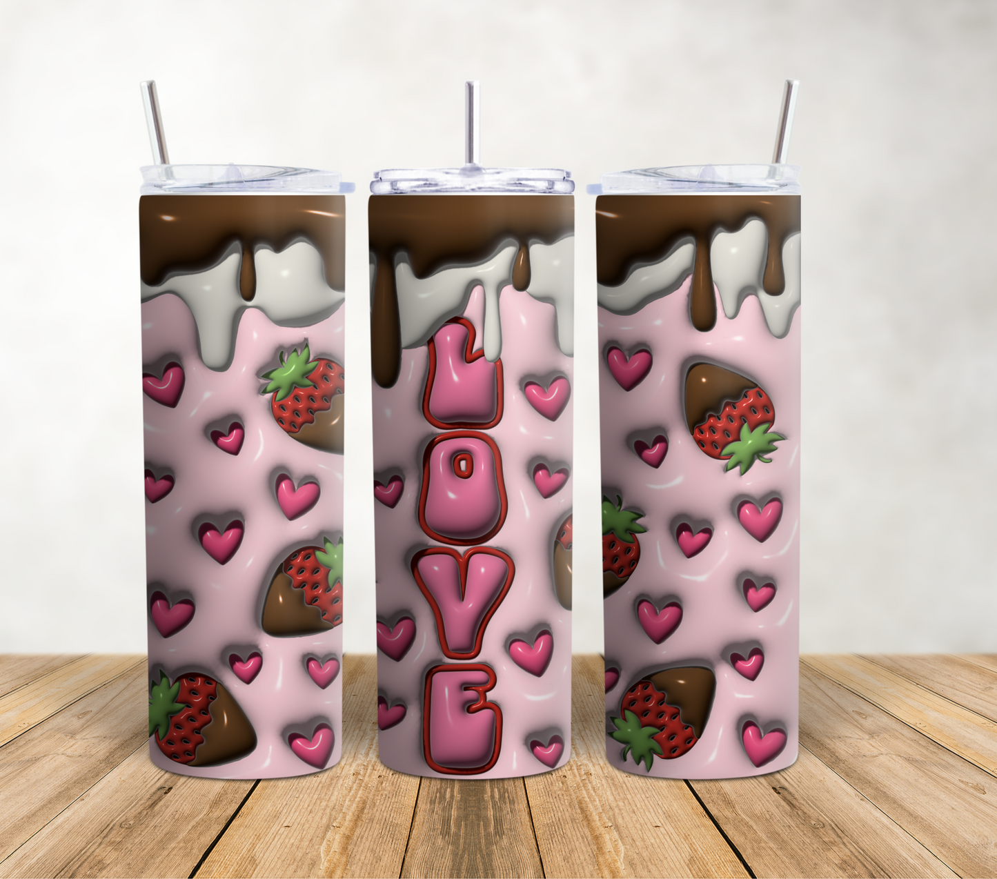 Chocolate Love Puff/3D - 20oz Tumbler Wrap