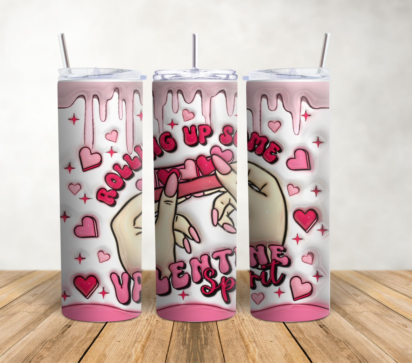 Valentine Spirit Puff/3D - 20oz Tumbler Wrap