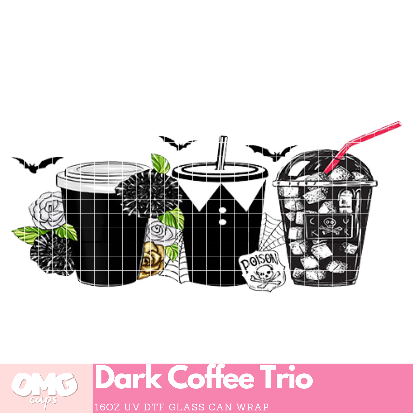 Dark Coffee Trio - UV Wrap 16oz Glass Can