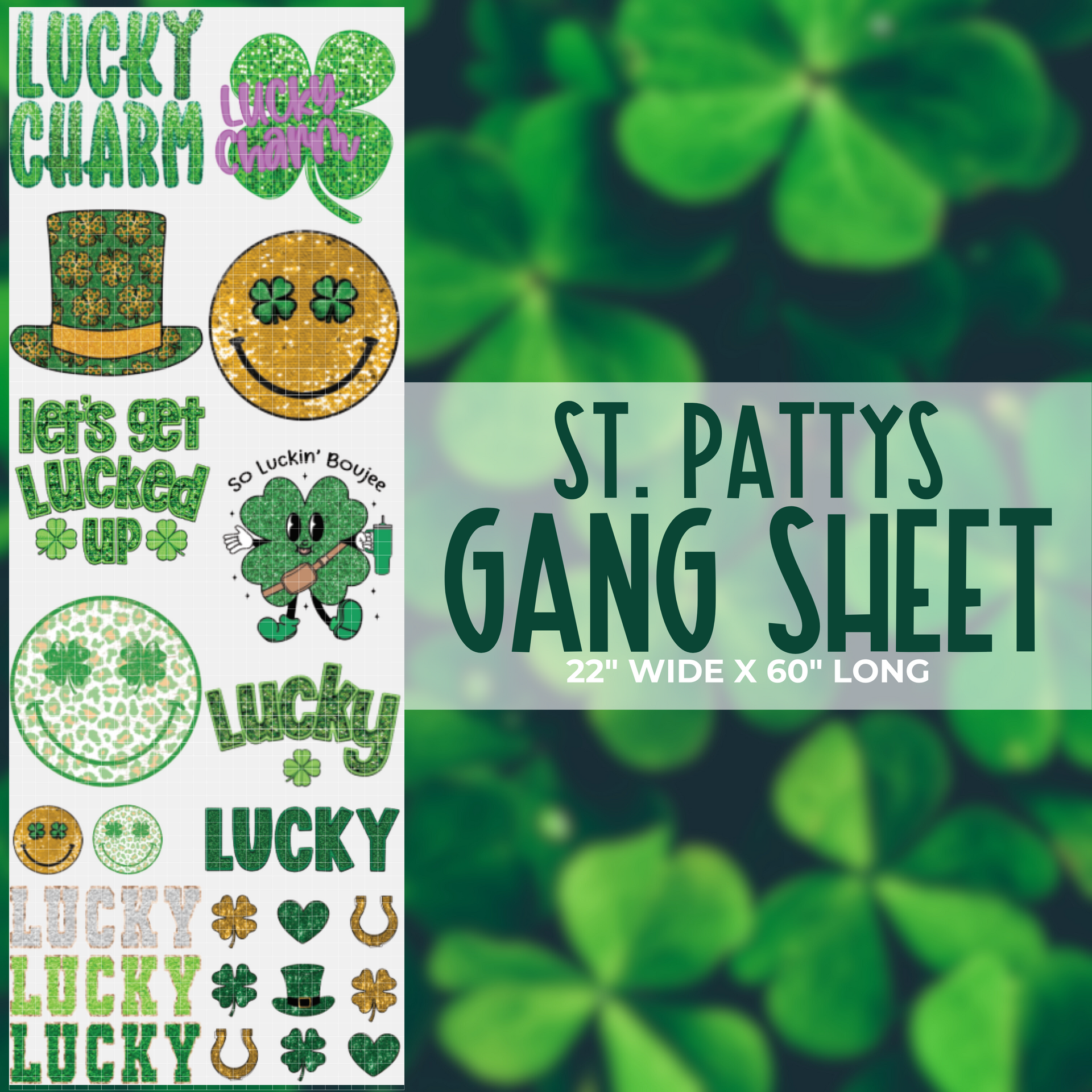 22x48 Valentines Day & St Patrick's Day Pre-Built Gang Sheet - So Fontsy