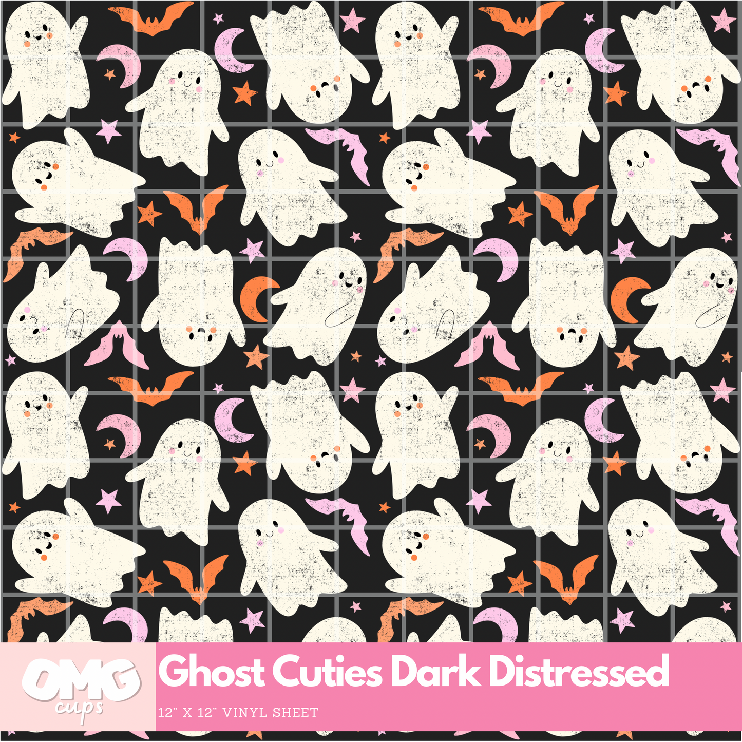Ghost Cuties Distressed Dark: 12x12 Vinyl Sheet