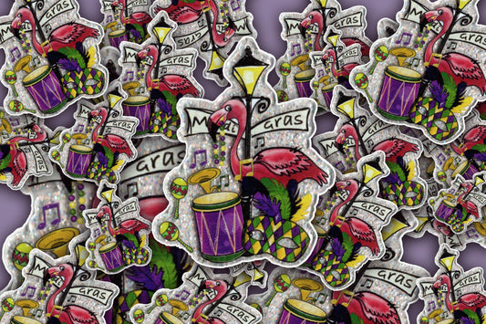 Mardi Gras Flamingos | Acrylic UV Printed Blank