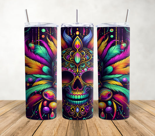 Mardi Gras Skull | 20oz Sublimation Tumbler Wrap