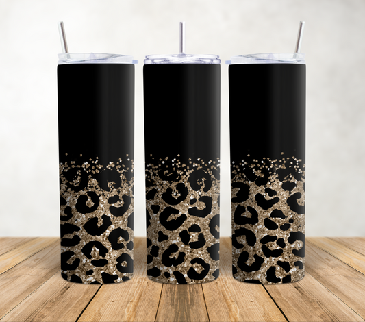 Gold Glitter Leopard - 20oz Tumbler Wrap