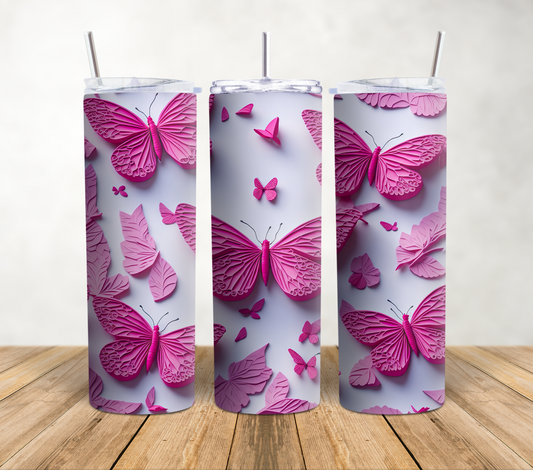 Pink Butterflies - 20oz Tumbler Wrap