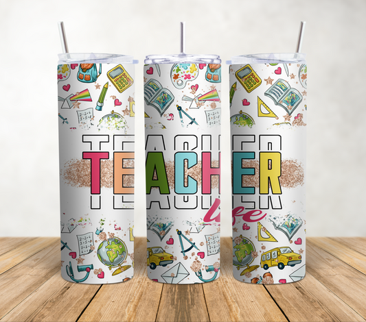Teacher Life Collage - 20oz Tumbler Wrap
