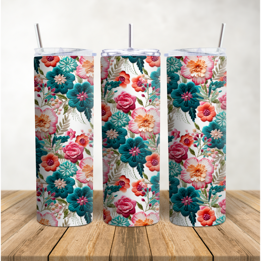 Multi-Flowers Embroidery 20oz Tumbler Wrap