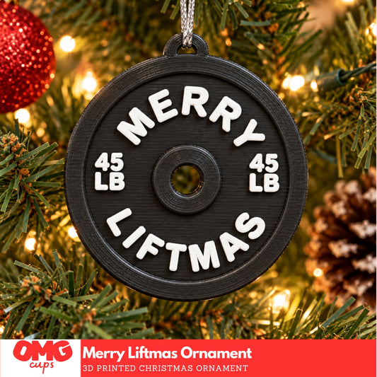 Merry Liftmas Barbell Weight Ornament | 3D Printed