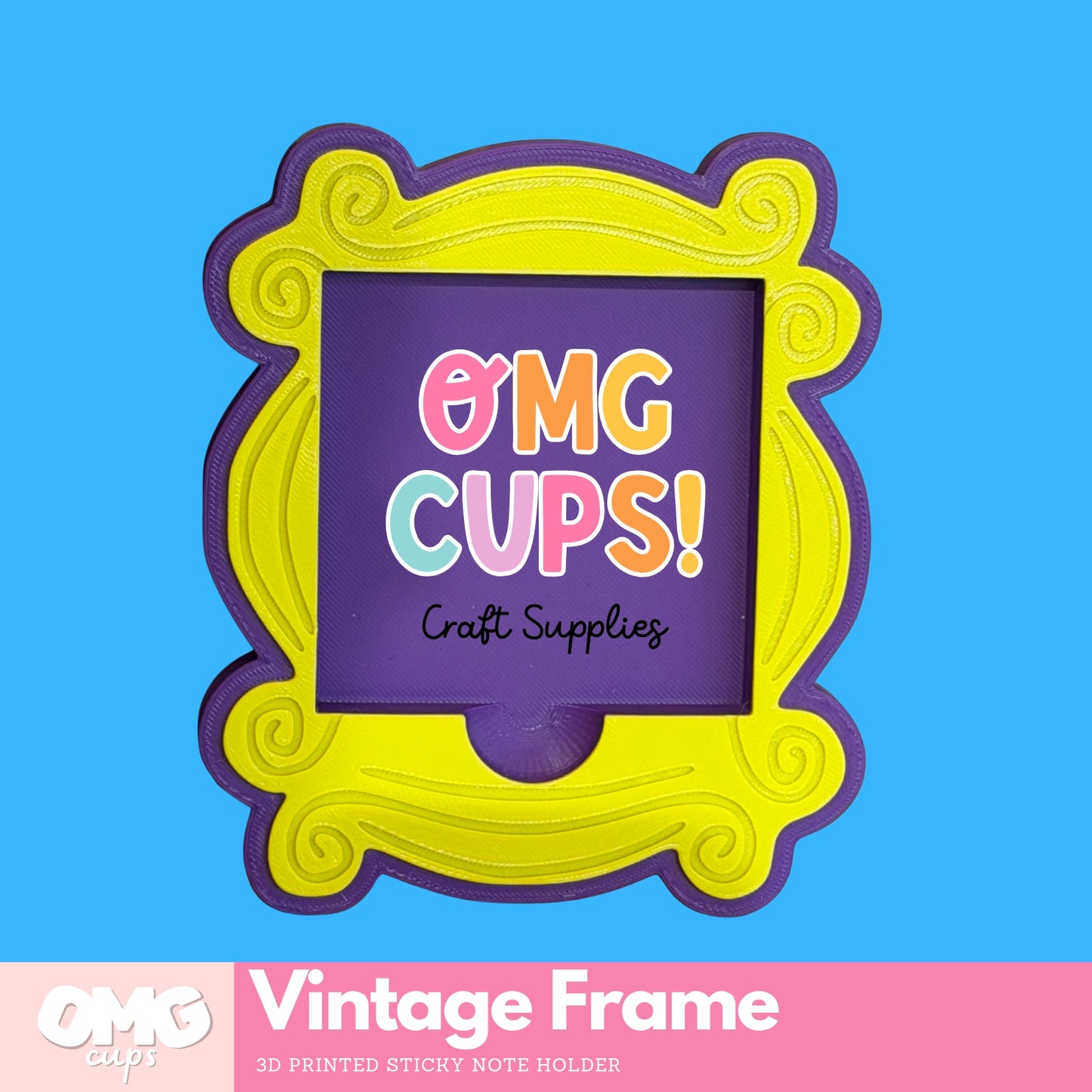 Vintage Frame Sticky Note Holder – 3D Printed Desk Organizer