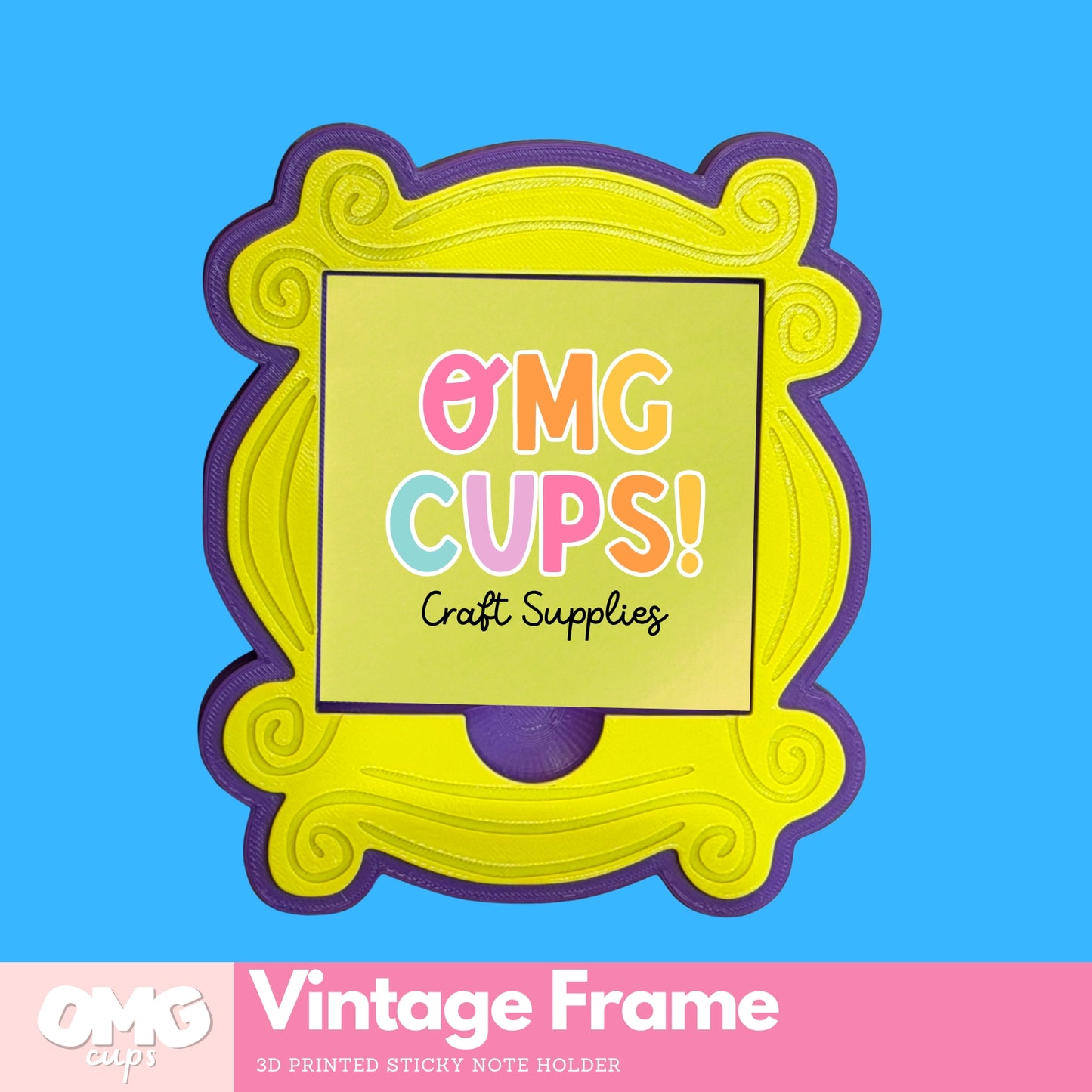 Vintage Frame Sticky Note Holder – 3D Printed Desk Organizer