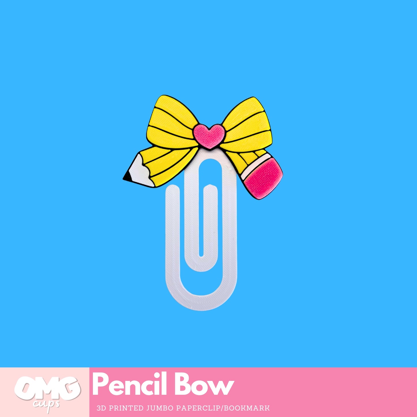 Pencil Bow 3D Printed Jumbo Paper Clip Bookmark