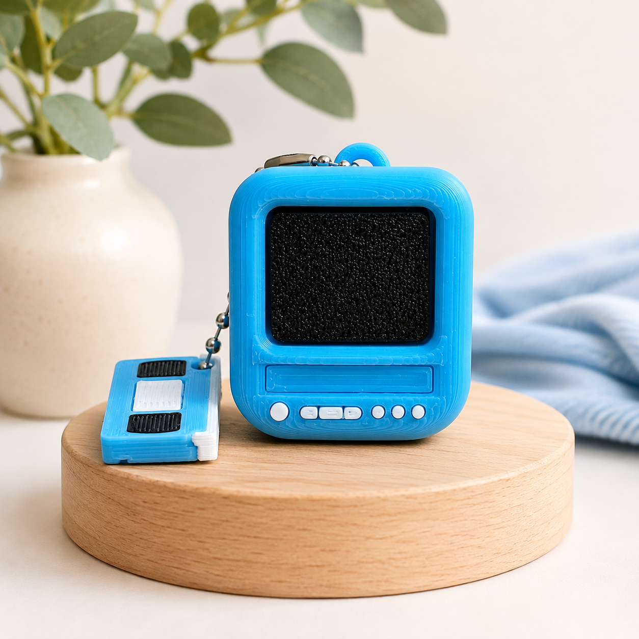 Retro TV Fidget Clicker with VHS Tape Keychain | 3D Printed