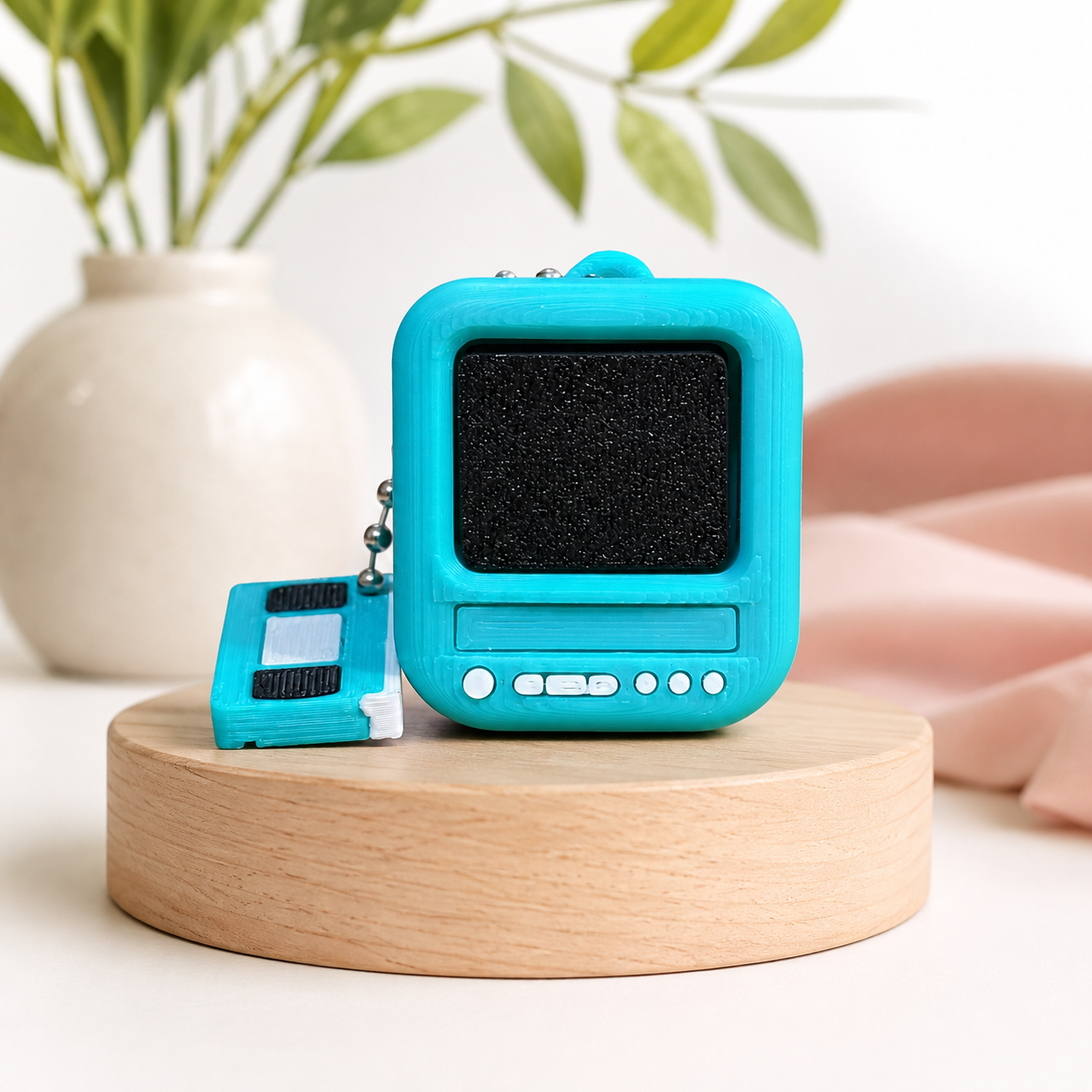 Retro TV Fidget Clicker with VHS Tape Keychain | 3D Printed