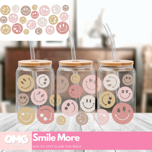 Smile More - UV Wrap 16oz Glass Can